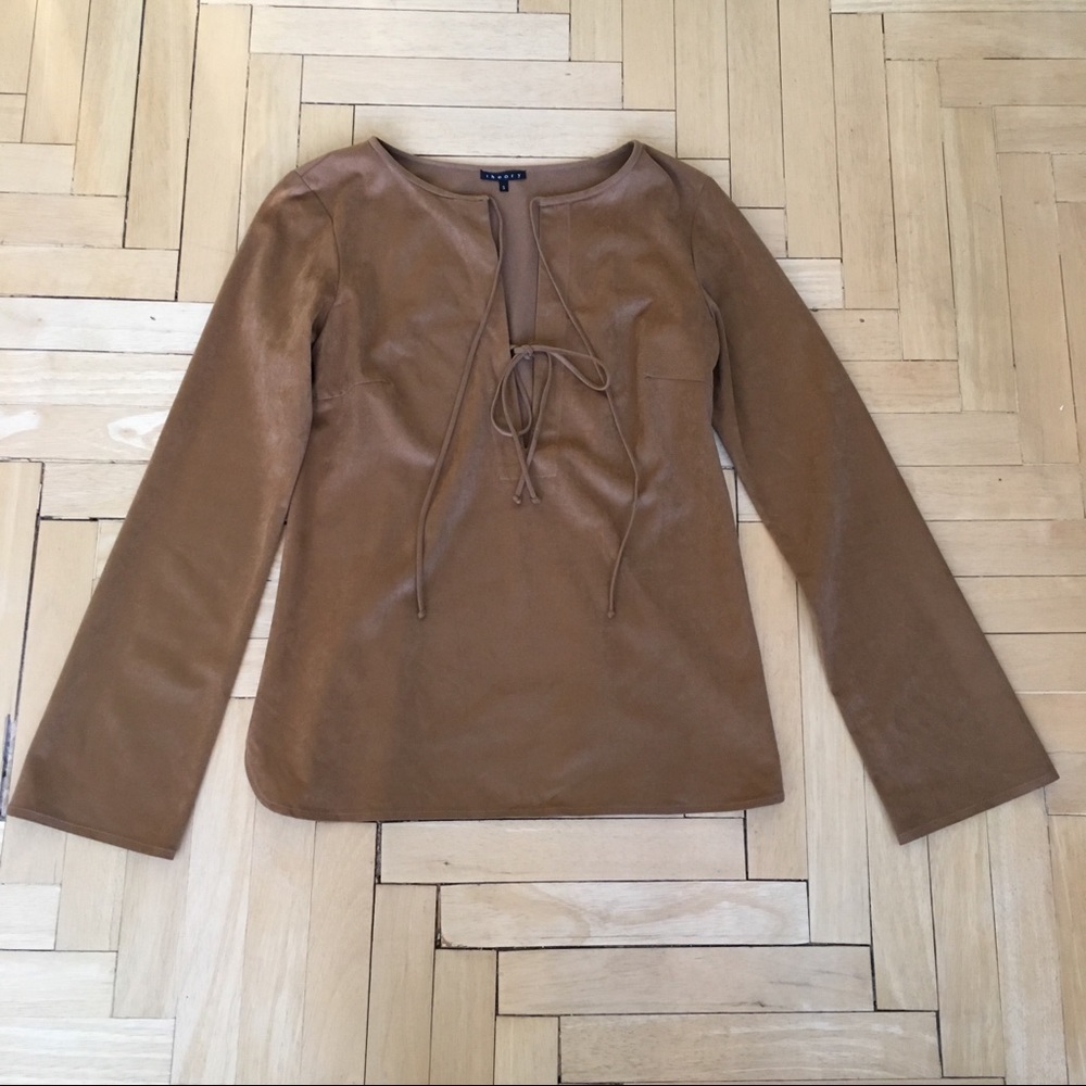 Theory faux suede shirt sz S